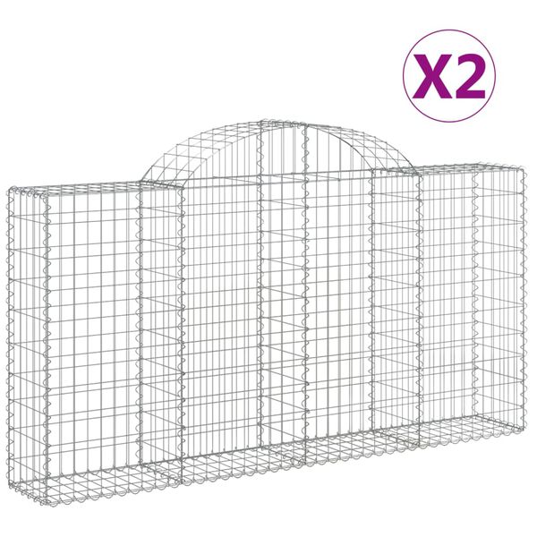 vidaXL Paniers &agrave; gabions arqu&eacute;s 2 pcs 200x30x100/120 cm Fer galvanis&eacute;
