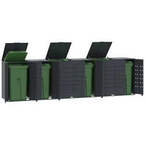 vidaXL Rangement &agrave; roulettes pour poubelles pour 6 bacs anthracite