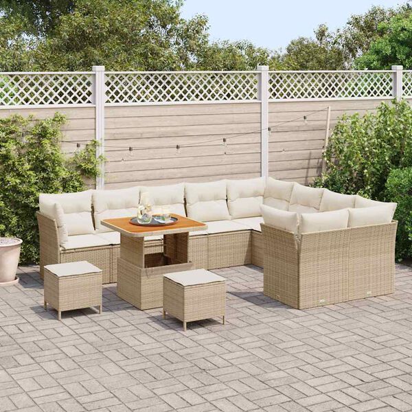 vidaXL Ensemble de canap&eacute; de jardin 12 pcs Beige polyrotin