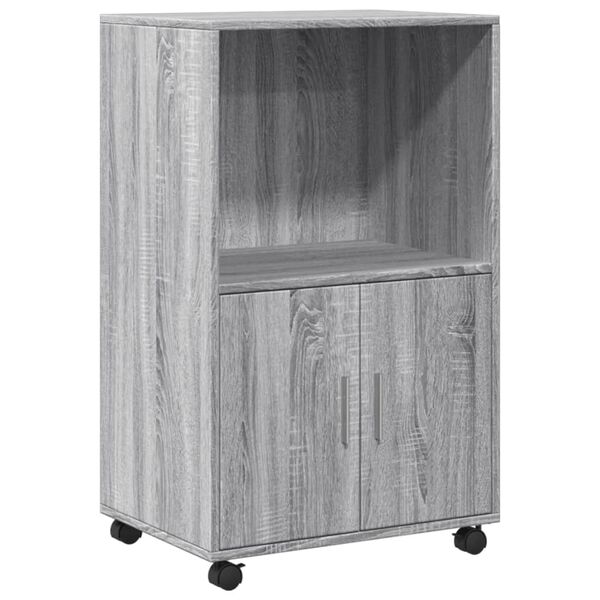 vidaXL Armoire &agrave; roulettes sonoma gris 55x40x91 cm bois d'ing&eacute;nierie