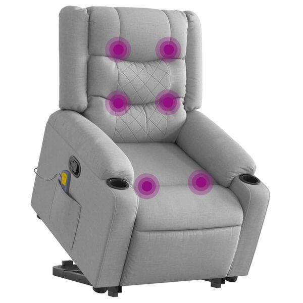 vidaXL Fauteuil de massage inclinable Gris clair Tissu