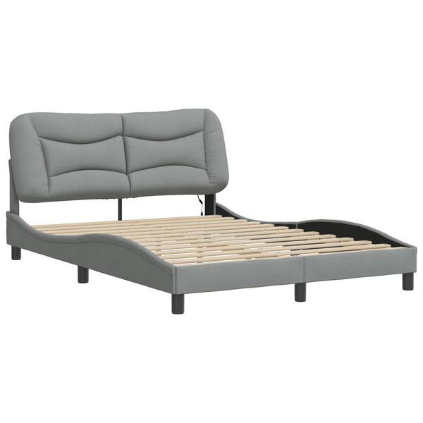 vidaXL Cadre de lit avec LED sans matelas Hvar gris clair 140x190 cm tissu
