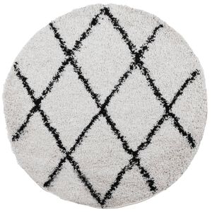 vidaXL Tapis shaggy &agrave; poils longs moderne cr&egrave;me et noir &Oslash; 100 cm