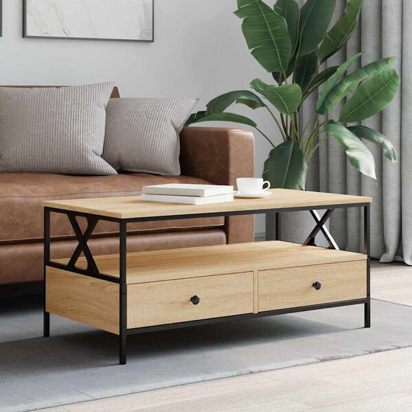 vidaXL Table basse ch&ecirc;ne sonoma 100x51x45 cm bois d'ing&eacute;nierie