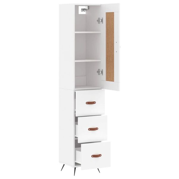 vidaXL Buffet haut Blanc 34,5x34x180 cm Bois d'ingénierie