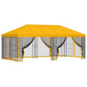 vidaXL Gazebo avec murs lat&eacute;raux 6 x 3 m Jaune Polyester et Acier 190