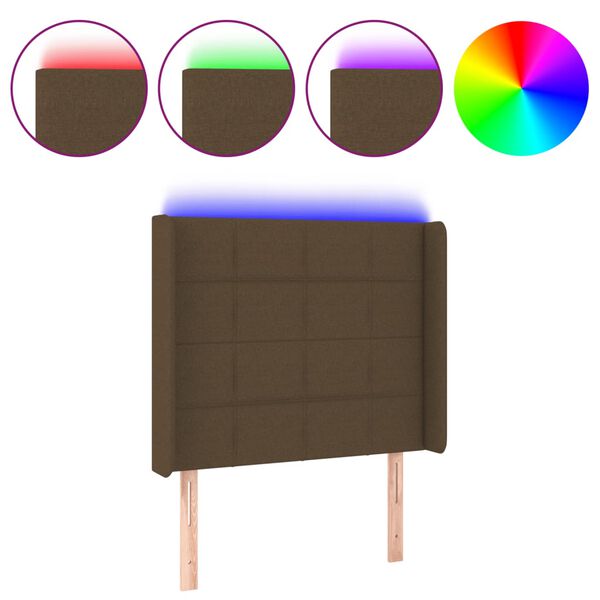 vidaXL T&ecirc;te de lit &agrave; LED Marron fonc&eacute; 93x16x118/128 cm Tissu
