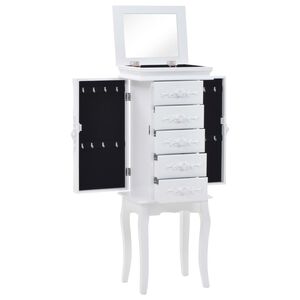 vidaXL Armoire &agrave; bijoux sur pieds Blanc