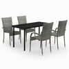 vidaXL Ensemble &agrave; manger de jardin 5 pcs Gris et noir
