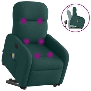 vidaXL Fauteuil inclinable de massage Vert fonc&eacute; Tissu