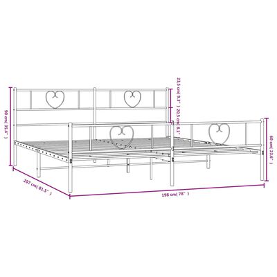 vidaXL Cadre de lit métal sans matelas et pied de lit blanc 193x203 cm