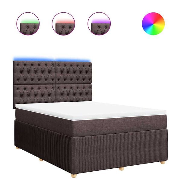 vidaXL Sommier &agrave; lattes de lit avec matelas Marron fonc&eacute; 140x190 cm