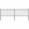vidaXL Cl&ocirc;ture de jardin avec dessus en forme de lance 337x100 cm noir