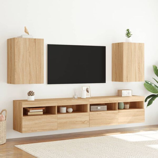 vidaXL Meubles TV muraux 2 pcs ch&ecirc;ne sonoma 40,5x30x60 cm