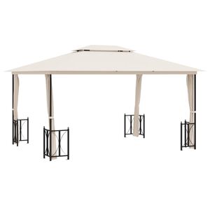 vidaXL Tonnelle avec parois et toit double 3x4 m Cr&egrave;me