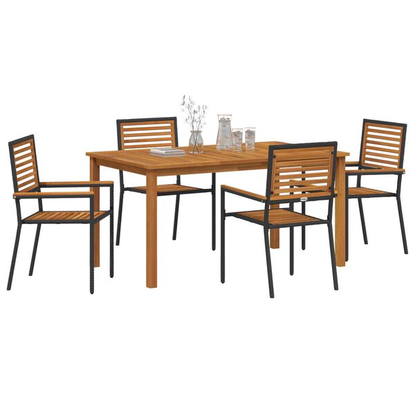 vidaXL Ensemble de salle &agrave; manger pour jardin 5 pcs Noir
