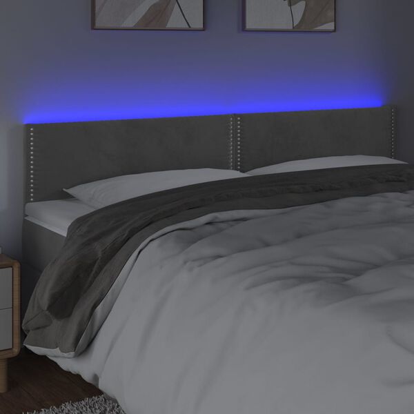 vidaXL T&ecirc;te de lit &agrave; LED Gris clair 200x5x78/88 cm Velours