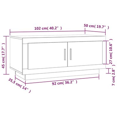 vidaXL Table basse Noir 102x50x45 cm Bois d'ingénierie