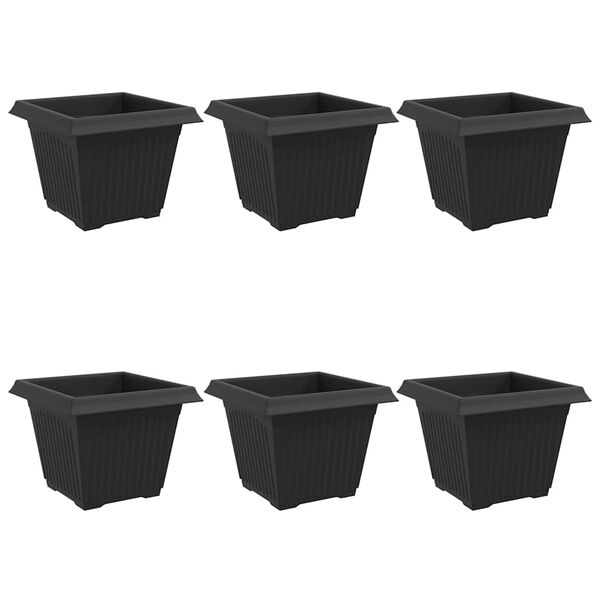 vidaXL Pot de Fleurs Carr&eacute; 6 pcs Noir 28,5 x 28,5 x 22 cm Plastique