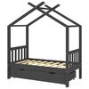 vidaXL Cadre de lit enfant avec tiroir gris fonc&eacute; pin massif 70x140 cm