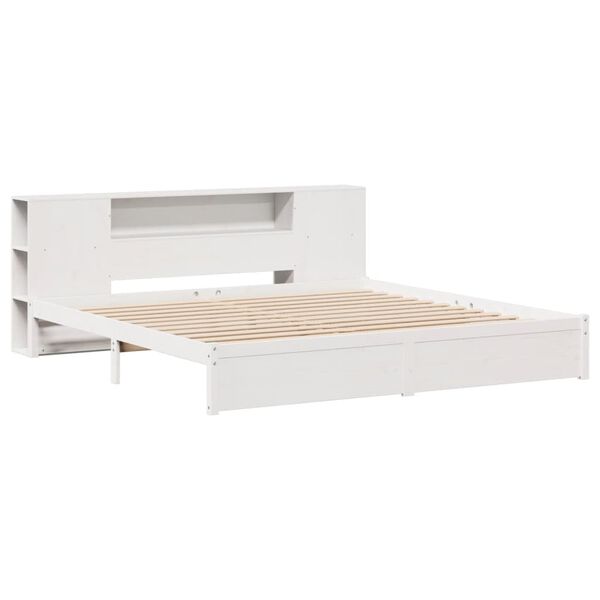 vidaXL Lit biblioth&egrave;que sans matelas blanc 180x200 cm bois pin massif