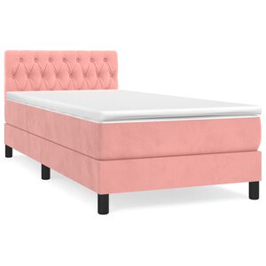 vidaXL Sommier &agrave; lattes de lit avec matelas Rose 90x200 cm Velours