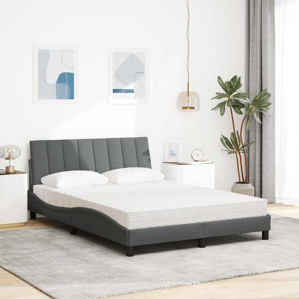 vidaXL Lit avec matelas Hanko gris fonc&eacute; 140x190 cm tissu