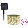 vidaXL Lampes solaires 5 pcs 5x200 LED Blanc chaud Int&eacute;rieur Ext&eacute;rieur