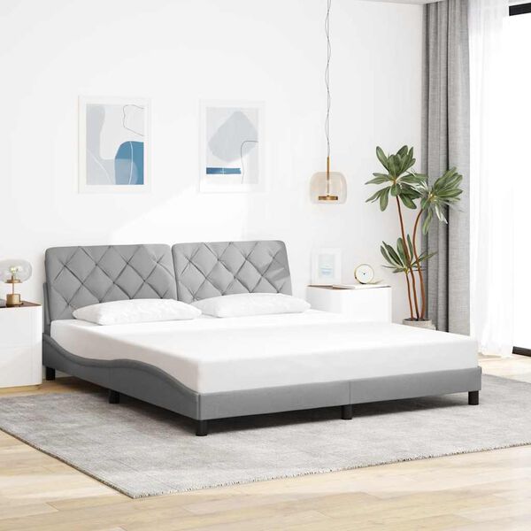 vidaXL Cadre de lit avec LED sans matelas gris clair 180x200 cm tissu