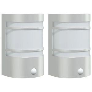vidaXL Appliques murales d'ext&eacute;rieur et capteurs 2pcs acier inoxydable