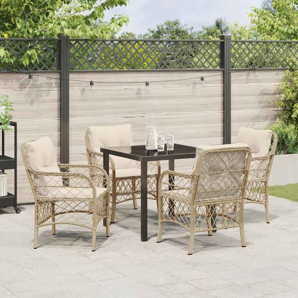 vidaXL Ensemble de salle &agrave; manger pour jardin 5 pcs Beige polyrotin