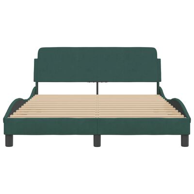 vidaXL Cadre de lit avec tête de lit Vert foncé 120x200 cm Velours