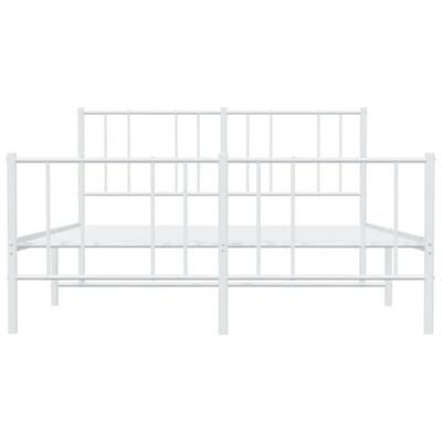 vidaXL Cadre de lit métal sans matelas et pied de lit blanc 160x200 cm