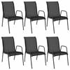 vidaXL Chaises de jardin lot de 6 Acier et textil&egrave;ne Noir