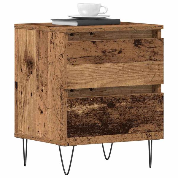vidaXL Cabinet de chevet avec tiroir 2 pcs Bois ancien 40 x 35 x 50 cm