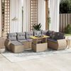 vidaXL Salon de jardin avec coussins 9 pcs beige r&eacute;sine tress&eacute;e