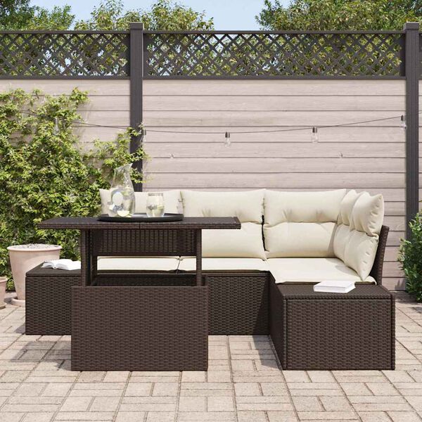 vidaXL Ensemble de canap&eacute; de jardin 5 pcs Marron polyrotin