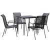 vidaXL Ensemble &agrave; manger de jardin 5 pcs noir textil&egrave;ne et acier