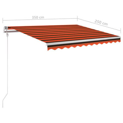 vidaXL Auvent manuel rétractable avec poteaux 3,5x2,5 m Orange marron
