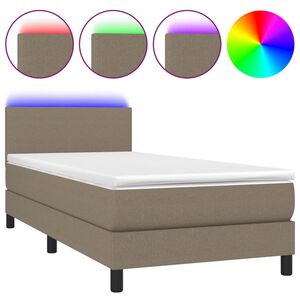 vidaXL Sommier &agrave; lattes de lit avec matelas LED Taupe 80x200cm Tissu