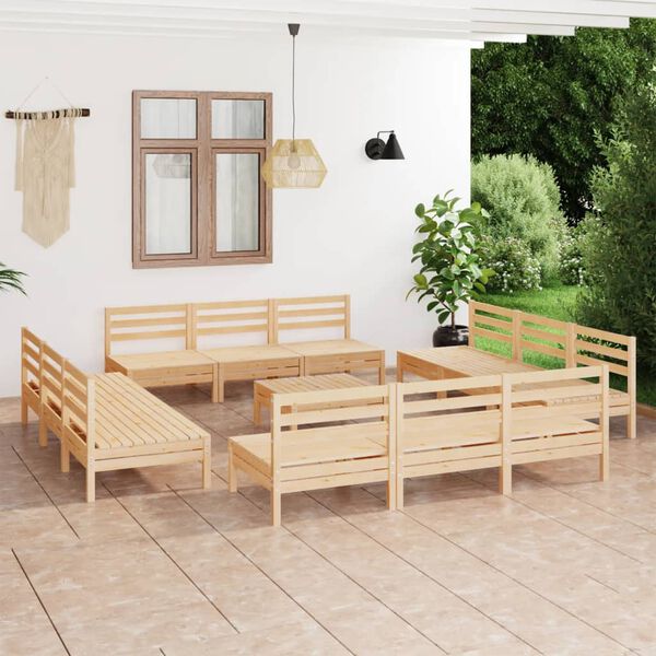 vidaXL Salon de jardin 13 pcs Bois de pin massif