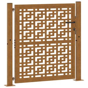 vidaXL Portail de jardin 100x100 cm en acier patin&eacute; avec croix