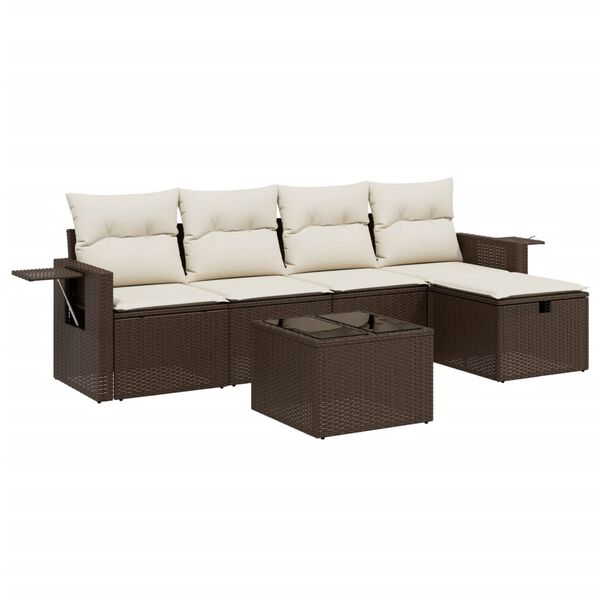 vidaXL Salon de jardin avec coussins 6 pcs marron r&eacute;sine tress&eacute;e
