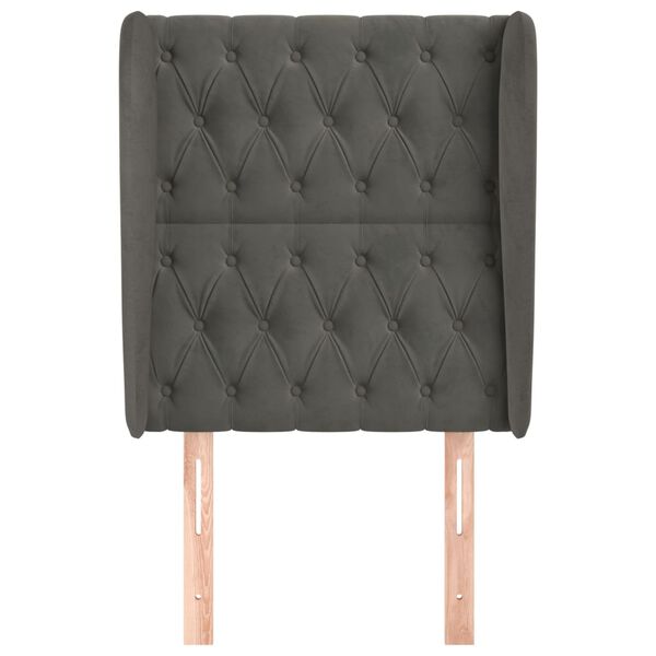 vidaXL T&ecirc;te de lit avec oreilles Gris fonc&eacute; 83x23x118/128 cm Velours