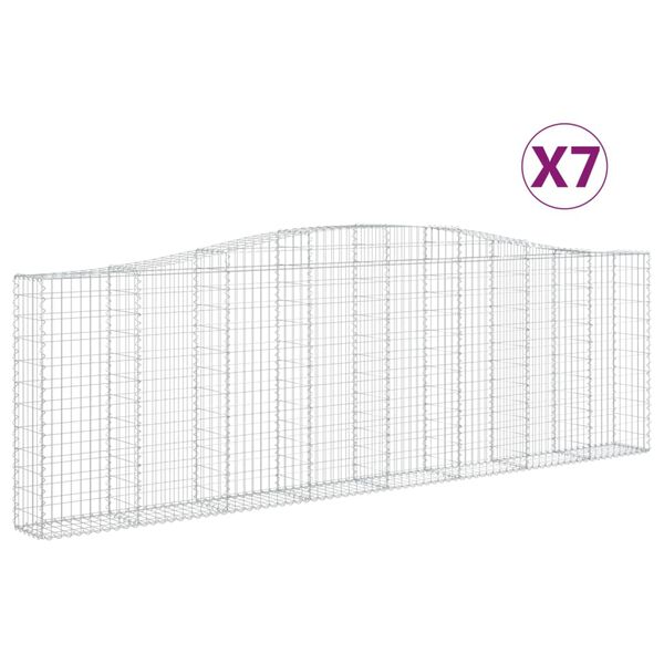 vidaXL Paniers &agrave; gabions arqu&eacute;s 7 pcs 400x30x120/140 cm Fer galvanis&eacute;