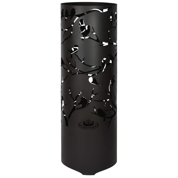 Esschert Design Baril &agrave; feu Birds on Twig Acier au carbone Noir FF409