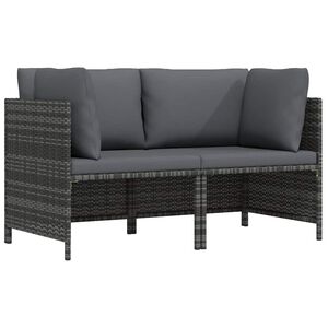 vidaXL Canap&eacute; de jardin &agrave; 2 places avec coussins Gris R&eacute;sine tress&eacute;e