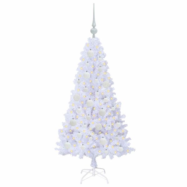 vidaXL Sapin de No&euml;l artificiel avec 150 LED Blanc 120 cm PVC et Acier