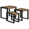 vidaXL Table Gigogne 3 pc Marron et Noir 50 x 40 x 45 cm