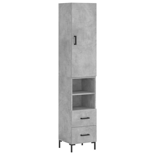 vidaXL Buffet haut Gris b&eacute;ton 34,5x34x180 cm Bois d'ing&eacute;nierie